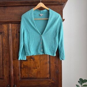 J Jill V neck button front cardigan sweater